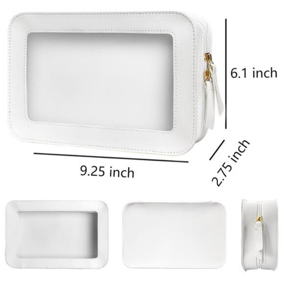 Clear TSA Approved Makeup Bag Travel Toiletry Organizer Waterproof Zipper - Picture 2 of 7
